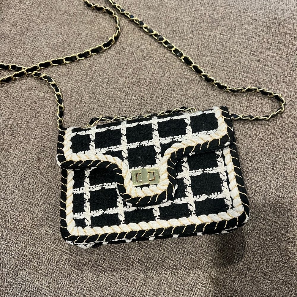 Chic Black and White Checkered Women's Bag